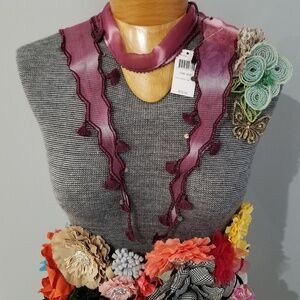 CHAN LUU Tie Dye Skinny Scarf with tassels